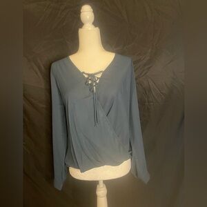 Krisa, size small, Women’s Deep Teal, lace up blouse